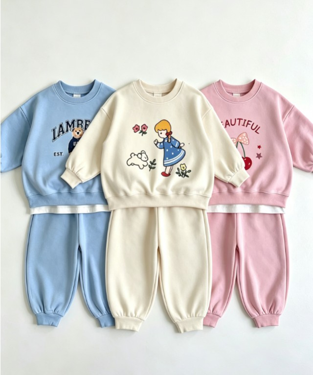 Baby Clothing Knitting Patterns - Vielseitiges Cartoon-Muster Trainingsanzug-Set für Babys Kinder