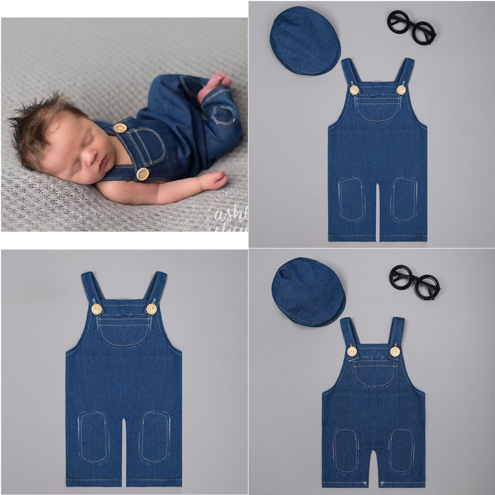 Baby Overall Denim - ❤️ Neugeborenen Fotografie Kleidung Denim Overalls